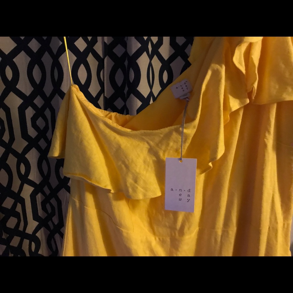Canary Yellow Ruffled One Shoulder Dress